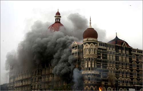 The Taj Mahal Hotel... burning